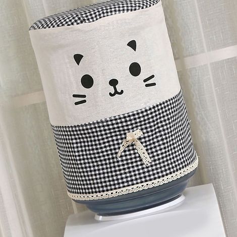 Housse de distributeur d'eau en tissu à motif chat, douce et confortable, anti-poussière, à carreaux - noir, hauteur 34 cm diamètre 28 cm (1/5)