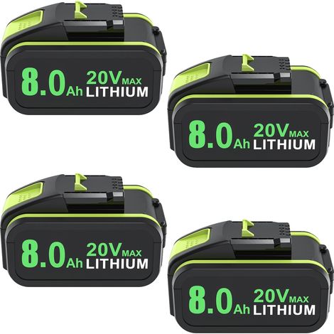 Batteria agli ioni di litio, capacità 8000 mAh, ampia compatibilità, confezione da 4 (1/2)