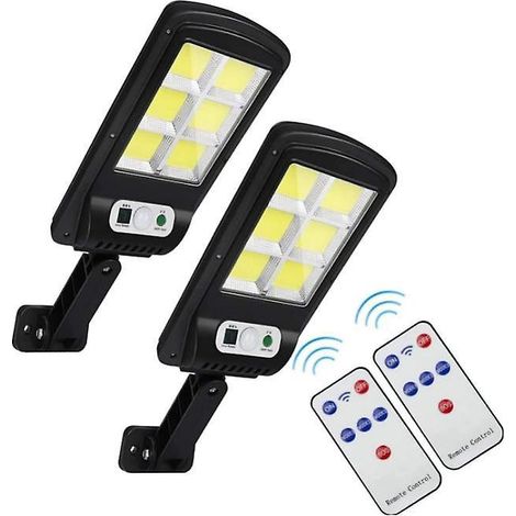 Lampe solaire LED extérieure de jardin (lot de 2) - Projecteur solaire puissant à détecteur de mouvement avec 3 modes d'éclairage, étanche. (1/5)