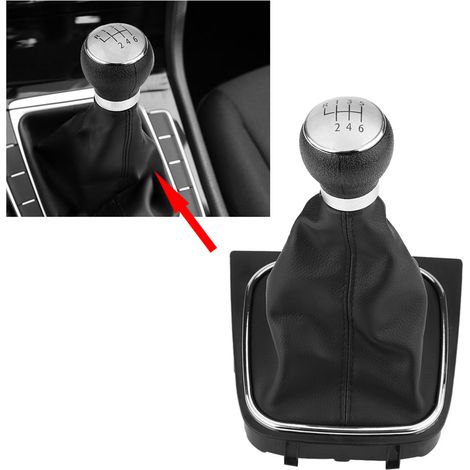 6-Gang-Schalthebelabdeckung aus schwarzem ABS-PU-Leder für Volkswagen Golf MK5/MK6 Jetta 2005-2014 (1/5)