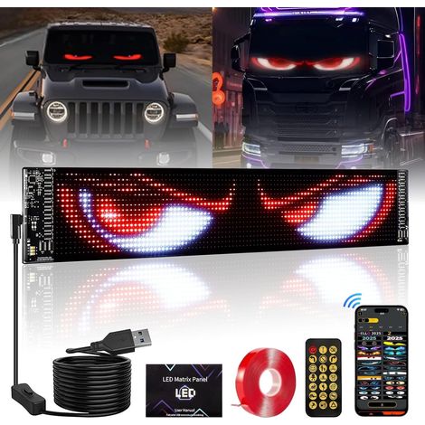 Yeux de Diable pour Voitures, Yeux LED Voiture avec Contrôle APP et Télécommande, Devil Eyes Light for Cars Window, Contrôle D'application Bluetooth pour Publicité et Signalisation 120  595mm