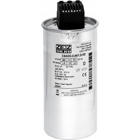 Condensateur ZEZ-Silko 1,5kvar 440V Cn=3x8,22µF In=3x1,97A
