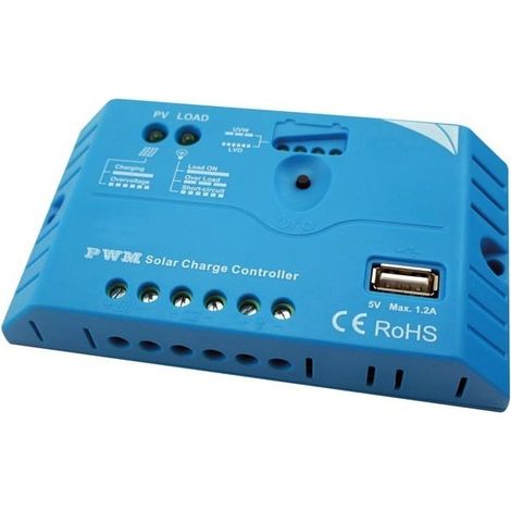 Régulateur solaire mli avec connexion usb - 10 a - 12/12 vcc