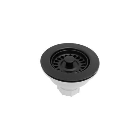 Gruppo di scarico per lavello da cucina con filtro/tappo a cestello rimovibile per fori di scarico da 3,5 pollici, nero, 1 pezzo - Crezuo