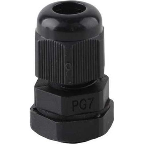 Presse-étoupe PG-7 - Étanchéité IP68 - Pour Câbles 3,5 À 6,0 Mm - Diamètre Montage 12,5 Mm - Noir - Unité (1/2)