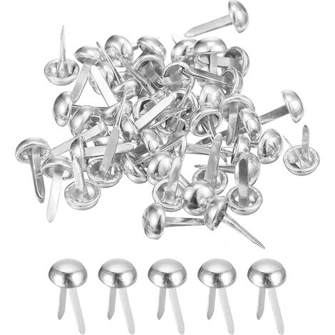 QUARKZMAN 100 pièces de pointes de pied de sac, clous de sac ronds de 6mm, pointes de prong, pointes de fond de sac pour sac à main, sac à main, vêtements, bricolage, argent (1/3)