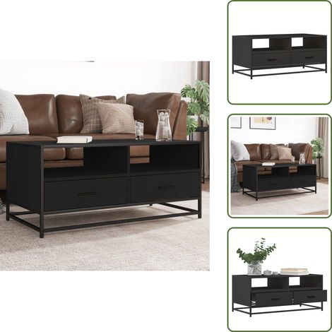 vidaXL Table basse noir 100x50x45 cm bois d'ingénierie et métal (1/5)