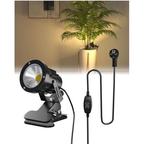 TobeBright Spot Morsetto della Lampada Interruttore On/Off IP65 Resistente all'Acqua Lampada Clip Spot all'Interno e all'Esterno per Impianti di 7W LED Clip-on luce con Spina, Bianco Caldo 3000K, Cavo (1/5)