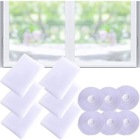 6-teiliges Fenster-Moskitonetz, Moskitonetz, Fenstergitter, 130 cm x 150 cm, mit 6 selbstklebenden Streifen (1/4)