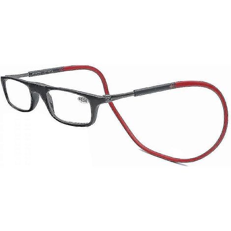 Lunettes de lecture haut de gamme à absorption magnétique, à porter autour du cou, style original - Grossissement 1,25 - Rouge (1/5)