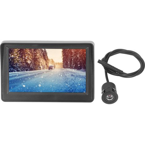 Kit caméra de recul, moniteur 4,3 pouces, système de stationnement arrière pour voiture, étanche et vision nocturne, convient aux camping-cars, remorques, camions et pick-ups, caméra ronde. (1/5)