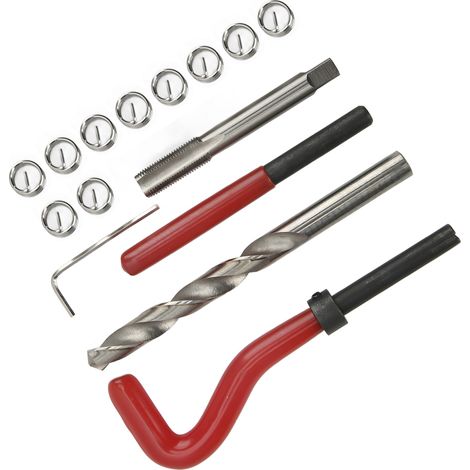 Kit de réparation de filetage 15 pièces M10x1,0x13,5 mm : foret, taraud, inserts filetés et outils d'installation (1/5)