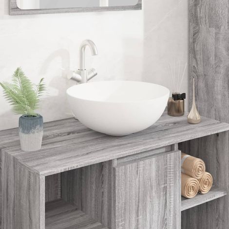 Lavabo rond en céramique blanche, 36 x 15 cm (1/5)