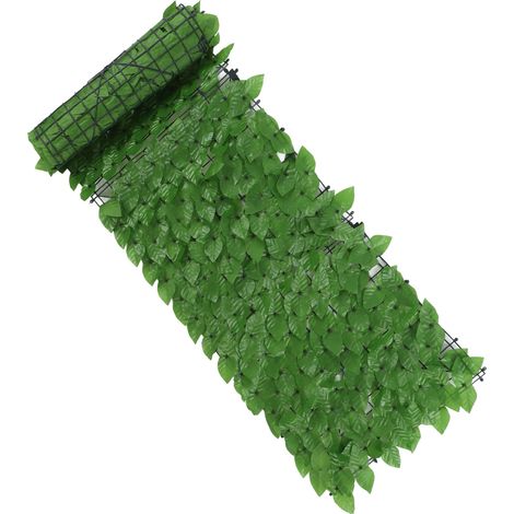 Haie artificielle feuilles de lierre épipremnum aureum vert émeraude, barrière décorative pour balcon cour, 0,5x3 mètres, sans chute (1/5)