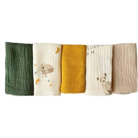 Set di 3 asciugamani viso in mussola per neonati - set di asciugamani per neonati - asciugamani viso e bagno 25 x 25 cm - asciugamani viso riutilizzabili per neonati - 100% cotone - morbidi e traspira (1/5)
