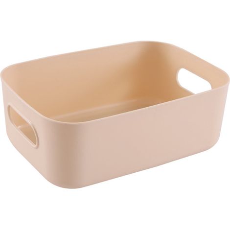 Ensemble de 6 boîtes de rangement blanches avec poignées - Paniers de rangement rectangulaires en plastique - Accessoires élégants pour la cuisine, la maison, le bureau et la salle de bain - 20,2 x 14
