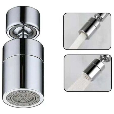 Wasserhahn-Luftsprudler (Silber), 360° drehbarer Küchenarmatur-Auslauf, wassersparender Luftsprudler mit 2 Modi, Luftsprudler-Filter für Küchen- und Badezimmerarmaturen