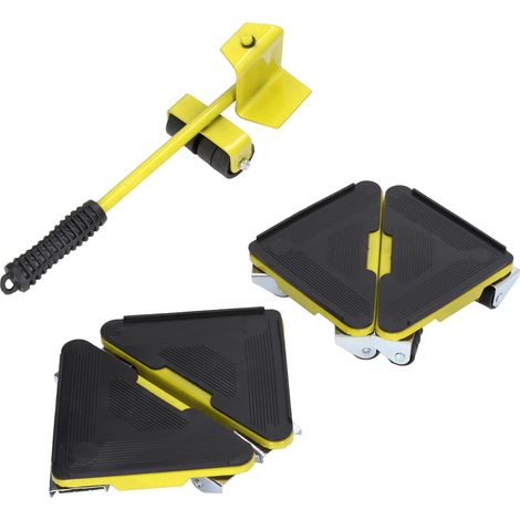 Lot de 5 déplaceur de meubles avec chariot à roulettes 300kg pour canapé table meuble bleu jaune rouge (1/5)