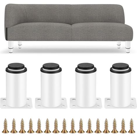 LaBlanc – 4 Stück verstellbare Möbelbeine, Tischbeine aus weißem Metall, höhenverstellbare Füße 0–40 mm, Füße für Küchenmöbel, Schränke, Bett, Tischbeine, 8–12 cm