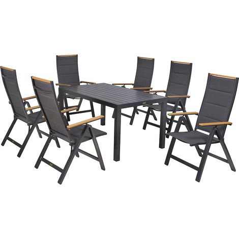 Verona Set 7tlg Alu/Text/Kunst 1 Tisch 150 x 90 cm