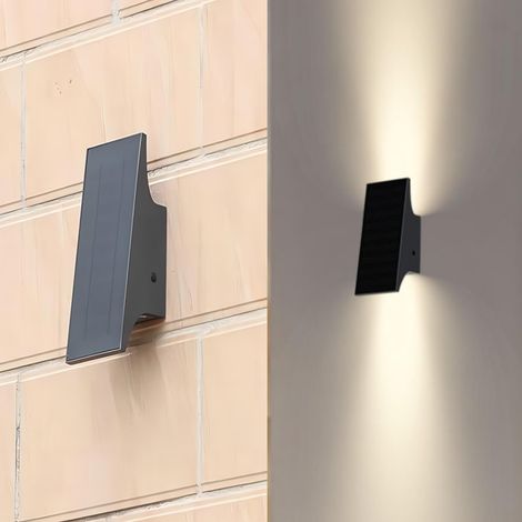 Solar Wall Lights, 700LM Up and Down Solar Outdoor Light, Neutral White (4000K) 8 LEDs IP54 Waterproof 4-Models Brightness(25/50/75/100%) Solar Power Lights for Fence Patio Yard Garage Garden Porch Y (1/5)