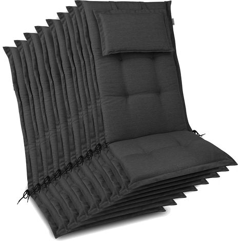 8x Premium Hochlehnerauflage 120x50x7cm, Anthrazit (1/4)