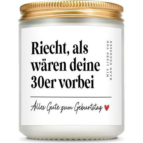 Duftkerze 40. Geburtstag mit Spruch, Lavendel, Sojawachs, Geschenk für Frauen & Männer