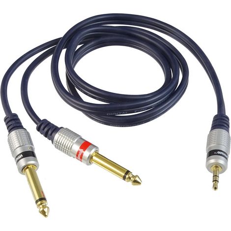 Câble jack stéréo Vitalco 3,5 mm - 2 prises jack mono 6,3 mm, 1 m (1/3)