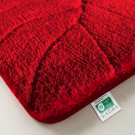 Tapis de bain Maris Tapis de bain moelleux avec structure en feuilles Rouge 80 x 150 cm