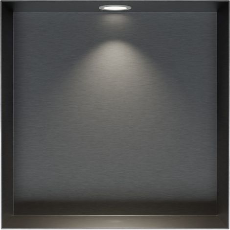 BERNSTEIN Nicchia doccia in acciaio inox + faretto LED, mensola a scomparsa NT303010X - 30x30x10cm (AxLxP) - Metallo da sparo, 1x faretto bianco opaco	Canna di fucile, 1x cornice per installazione spo