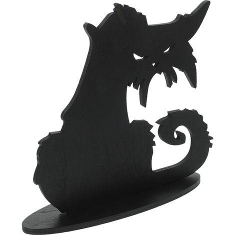 Décoration De Table Halloween Chat Maléfique Figurine Bois Décoration Pour Fête Halloween Panneau Centre De Table (1/5)