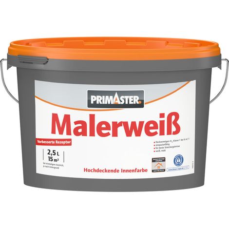 Primaster Wandfarbe Malerweiß konservierungsmittelfrei 2,5 L Lack