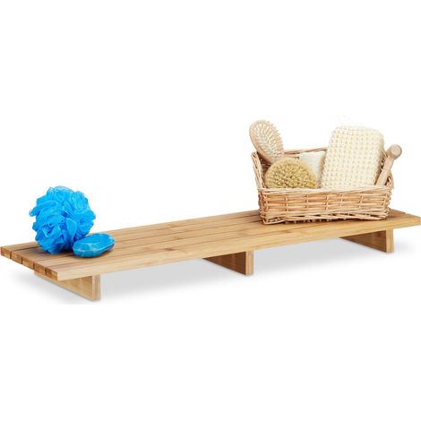 Relaxdays Bathtub Caddy Bamboo, Bath Storage Tray HxWxD: 6 x 70 x 22 cm, Modern Bathtub Bridge, Natural (1/5)