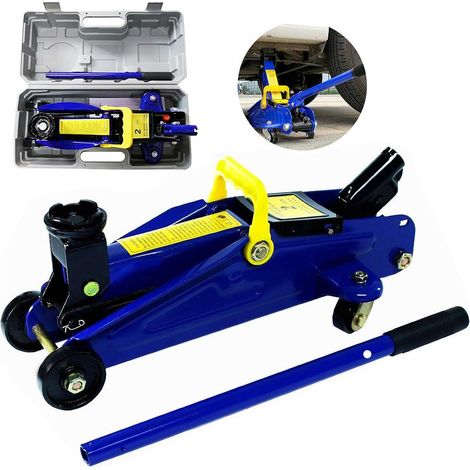 Cric de levage de voiture, capacité de charge de 2 tonnes/4000 livres, plage de levage de 5,3 pouces à 12,6 pouces, avec roulettes rotatives, valise (bleu) (1/5)