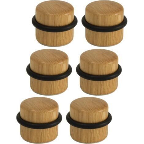 Topes de puerta - Topes de madera adhesivos para suelos - Protectores de puerta para puertas y paredes - Paquete de 6 (Madera Sapelli) - Crezuo