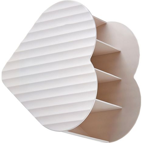 Coffret Rangement Maquillage Coeur 4 Compartiments Porte Pinceaux Forme Love pour Coiffeuse Salle de Bain Bureau Blanc (1/5)