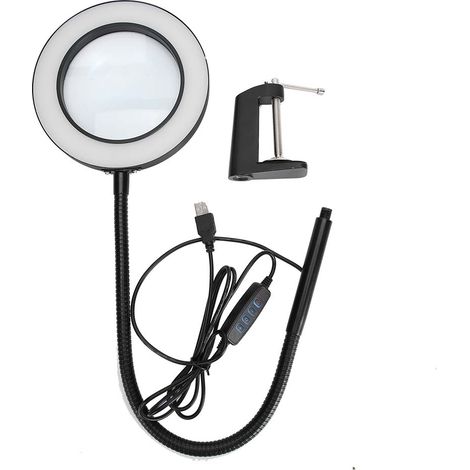 Lampe LED USB 5X grossissement réglable noire pour salon de beauté, onglerie et tatouage (1/5)