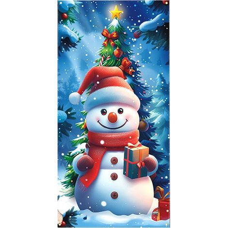 Habillage De Porte De Noël - Tissu Polyester - 90 X 180 Cm - Décoration Murale Extérieure Intérieure - 1 Pièce (1/5)