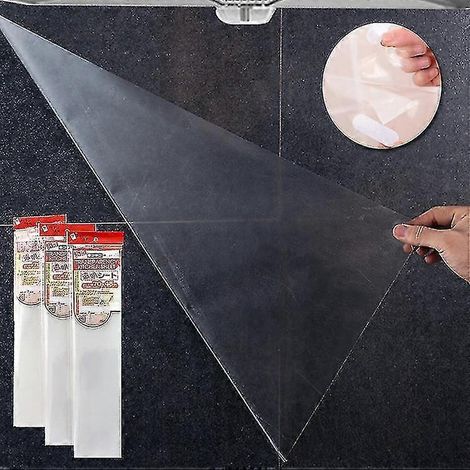 2 Stück transparente Küchenwandschutzfolie, klar, glänzend, selbstklebend, öl- und wasserabweisend, abnehmbarer Spritzschutz für Schränke, 90 x 60 cm