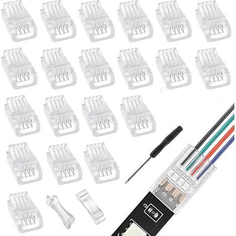 Lot de 20 connecteurs LED RVB 4 broches 8 mm pour bande LED RVB 5050 (1/5)