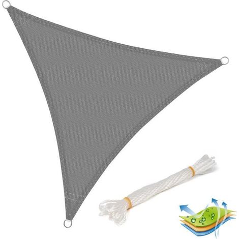 Voile d'ombrage triangulaire en HDPE 5x5x5m Gris - Protection UV pour jardin ou camping