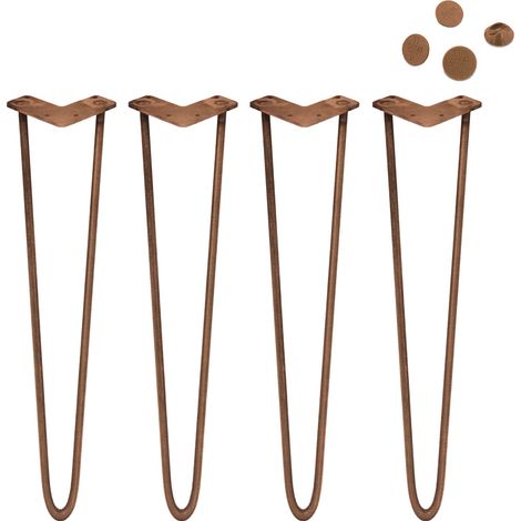 SKISKI LEGS - 4 Patas de Horquilla para Mesa SkiSki Legs 71 cm de Altura 2 Dientes 12mm Espesor de Acero Industrial Robusto con Paquete de Tornillos GRATIS y Protector de Pies GRATIS Cobre Antiguo