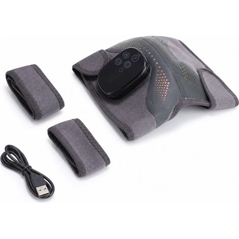 Masseur de Genou Chauffant à Lumière Rouge et Vibrations, Gris, 1 Unité, 5000 mAh