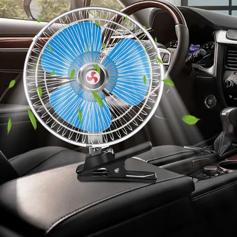 Ventilateur Voiture - Support Pince Clip 12 V - Orientation Réglable 90° Horizontal 35° Vertical - Pour Voiture SUV Camping Caravane (1/5)