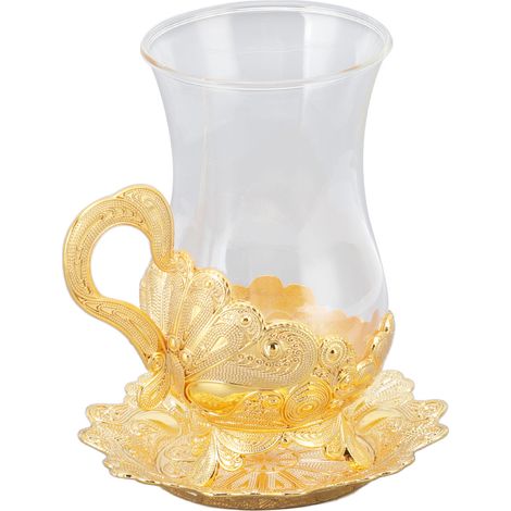 Tasses à café dorées, élégantes tasses à café européennes finement sculptées, style rétro, en alliage de zinc, avec soucoupe, idéales pour un bar ou une table à thé. (1/5)