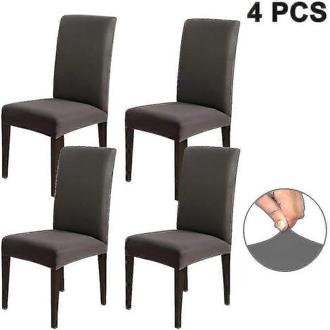 Ensemble de 4 pièces comprenant chaises de salle à manger et chaussons, adapté aux chaises de salle à manger courtes, élastiques, détachables et lavables. (1/3)