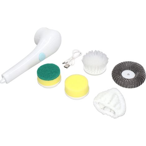 Brosse de nettoyage électrique sans fil, portable, à essorage rotatif, avec 5 têtes de brosse pour la maison