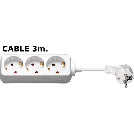 MicroConnect 3-Wege-Schuko-Steckdose 3 m Weiß