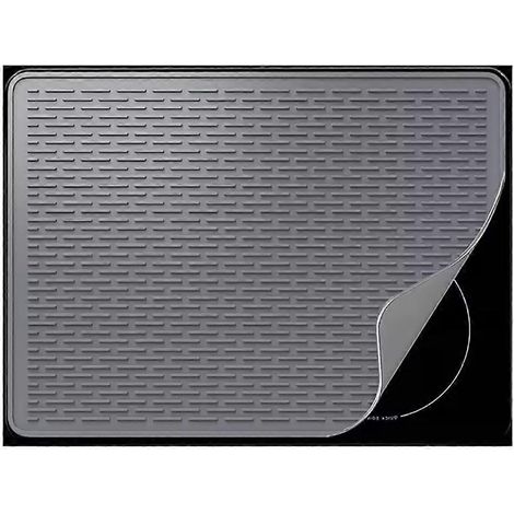 Protection en silicone pour plaque de cuisson électrique en vitrocéramique, tapis d'égouttage et tapis isolants pour la vaisselle, gris (1/5)