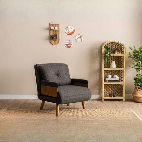 Fauteuil convertible gris foncé 1 place couchage 190 cm LOJA (1/5)